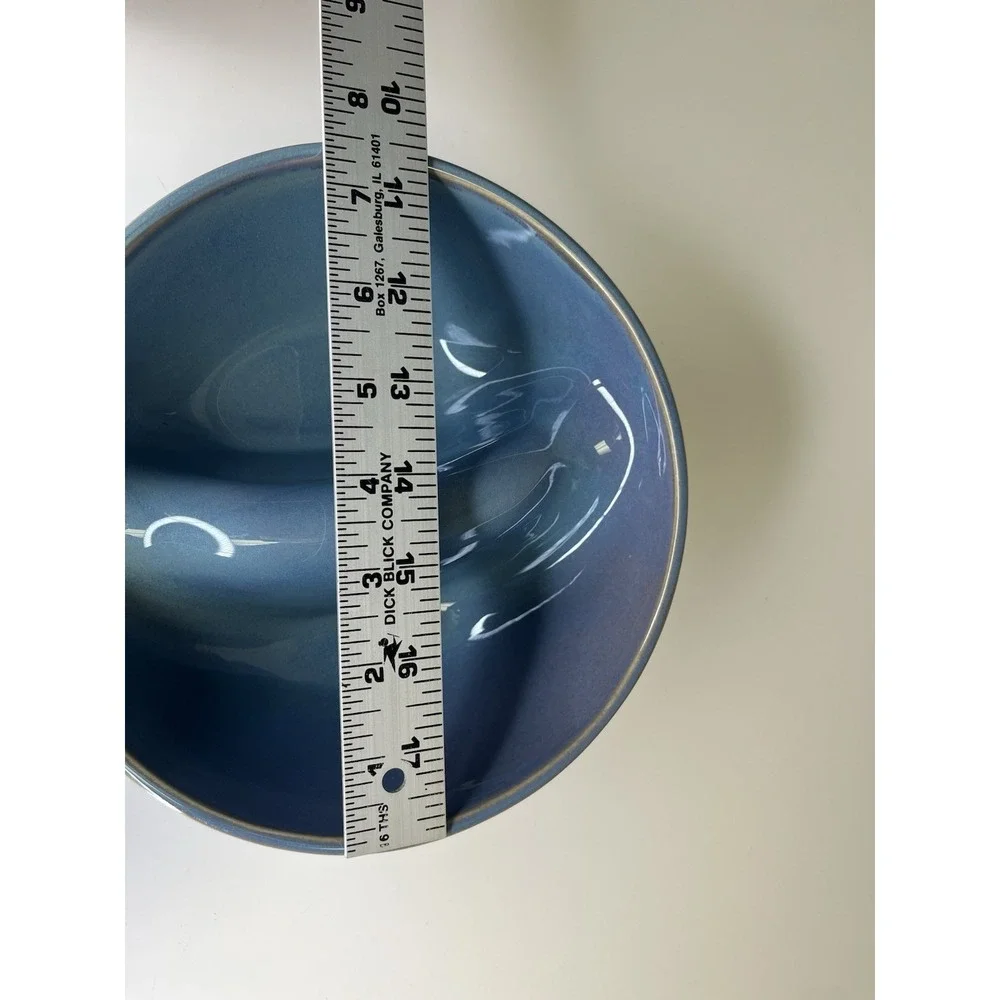 Uncommon Goods‎ Perfect Bite Divided Bowl Peter Both Blue Two Section Ceramic